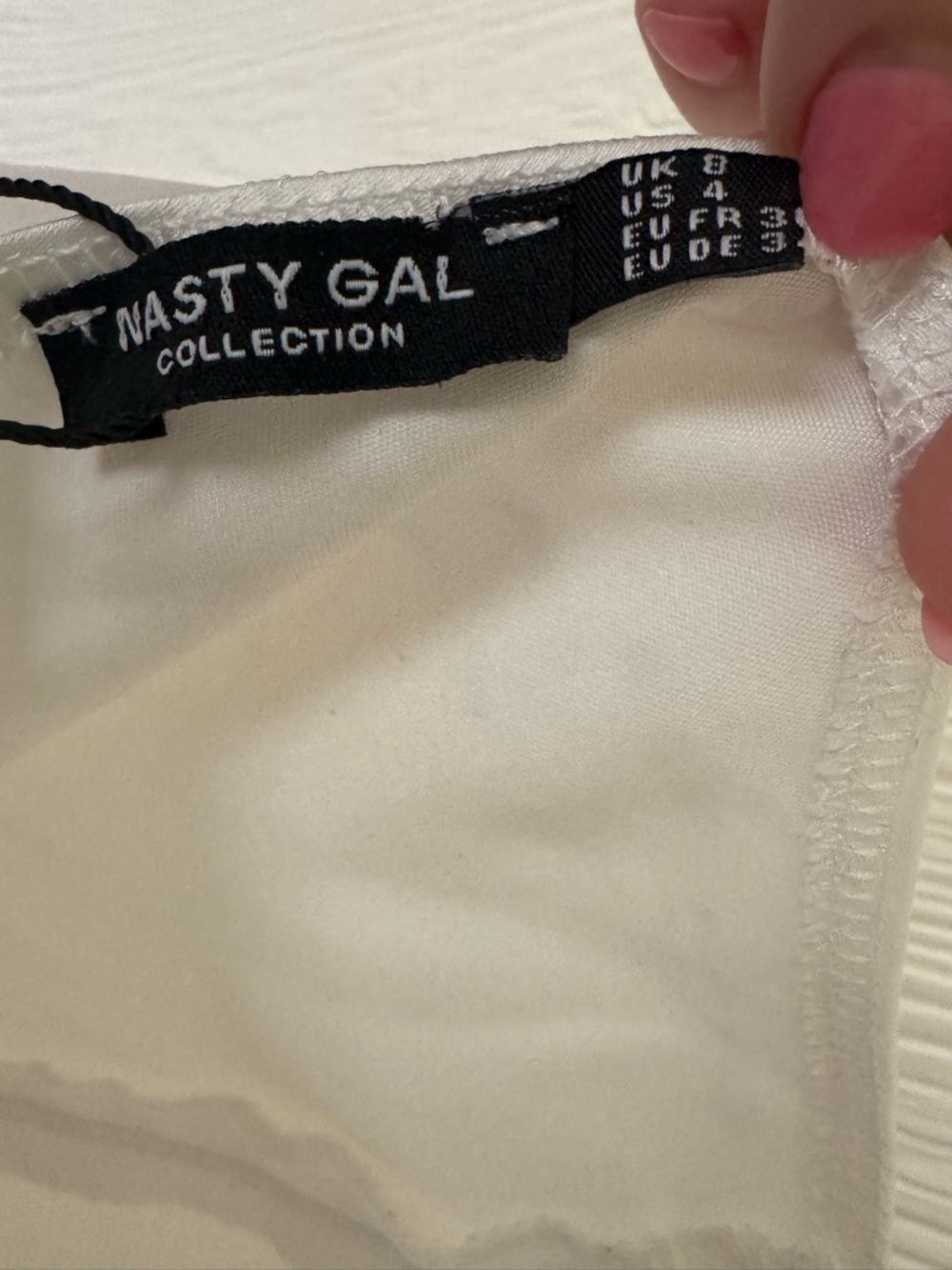 NWOT Nasty Gal Ivory Satin Halter Cowl Neck Slip Dress US 4 - Picture 6 of 7
